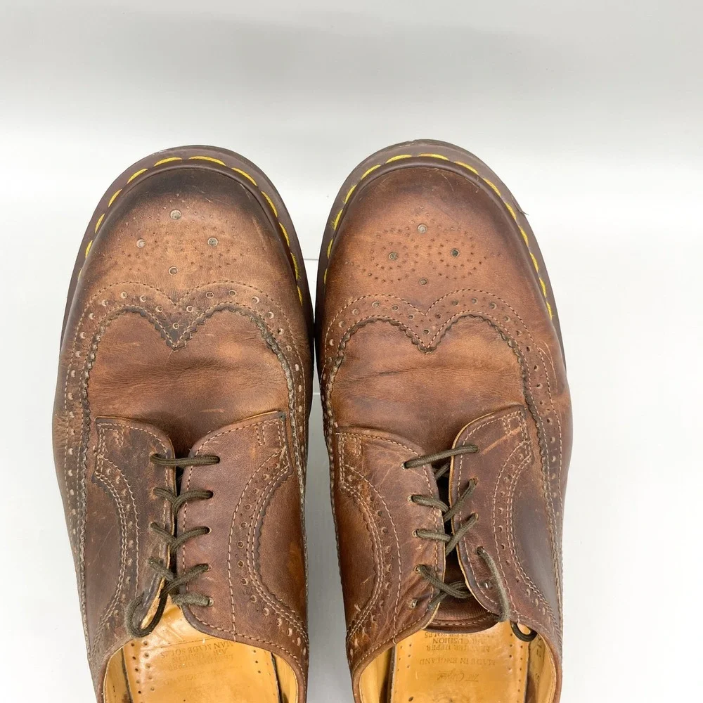 Vintage Dr Martens 3989 Oxford Mens 13 Brown Crazy Horse Leather Wingtip Brogue